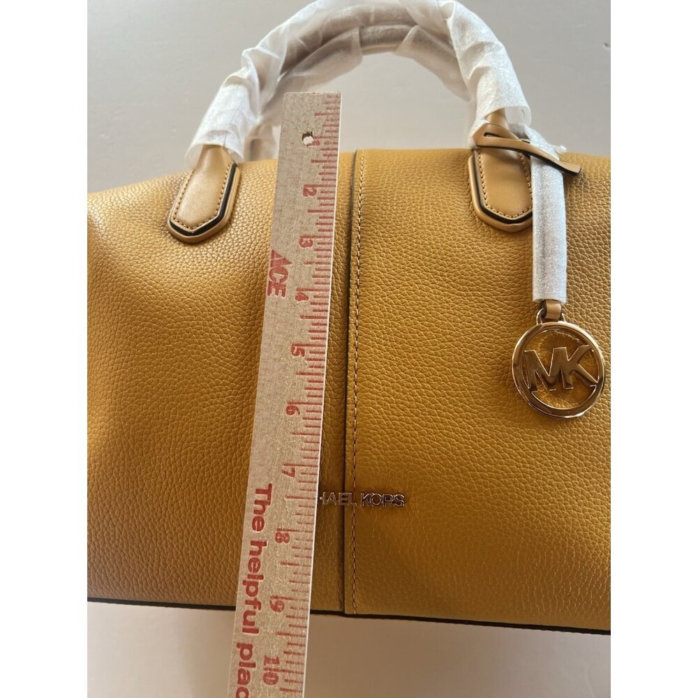 NEW Michael Kors Hyde large pebble leather satchel bag golden rod designer - Picture 15 of 16